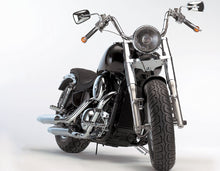 Load image into Gallery viewer, 10 in. Low Ape Hanger Chrome 1 inch (25mm) Motorcycle Handlebars (with wiring dimples) - Motorcycle Storehouse 900665
