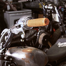 Load image into Gallery viewer, VANS B02VTGR Waffle Motorcycle Rubber Grips for 1 inch (25mm) Handlebars (Pair) Gum Rubber Brown
