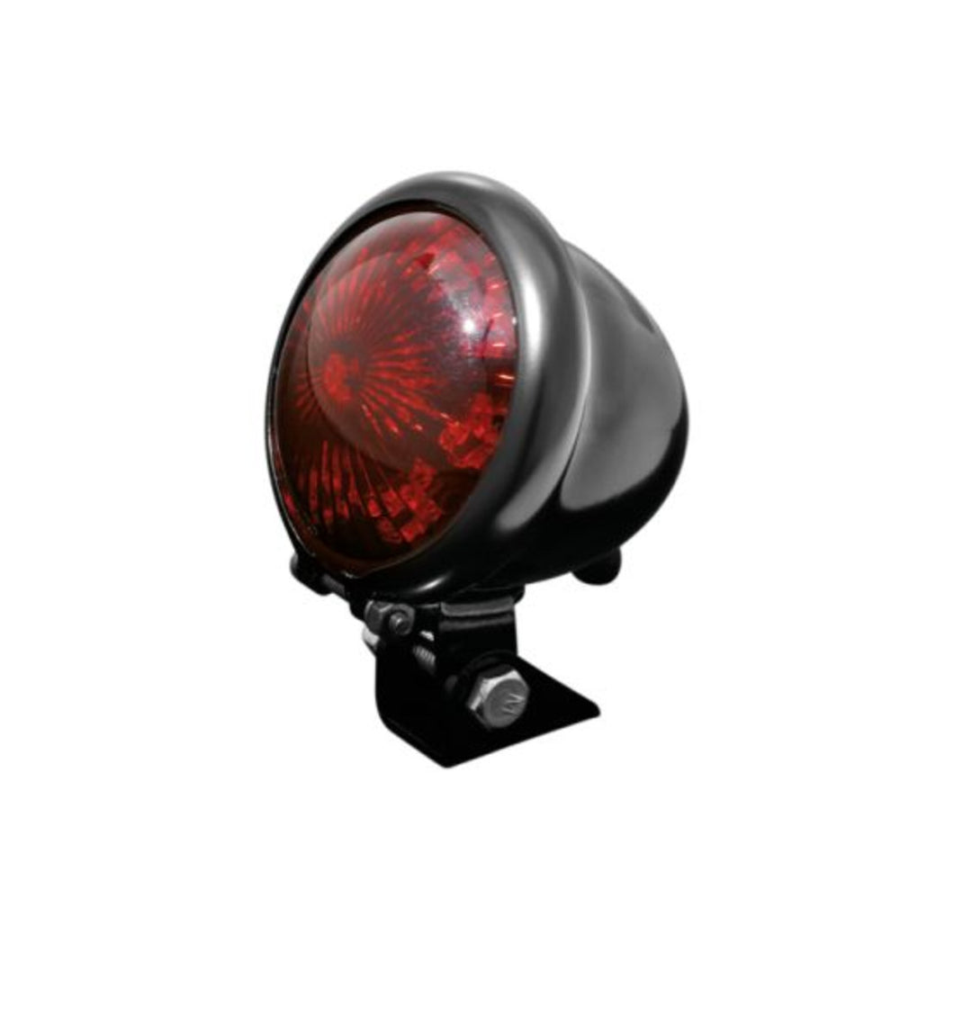 LED Tail & Brake Light Old School Retro Bates Style - Black, Red Lens