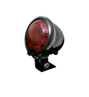 LED Tail & Brake Light Old School Retro Bates Style - Black, Red Lens - Highway Hawk H68-239