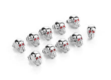 Load image into Gallery viewer, Pair Chrome 6mm Skull Nuts fits Harley/Custom/Trike Coloured Eyes M6 - Highway Hawk H03-103

