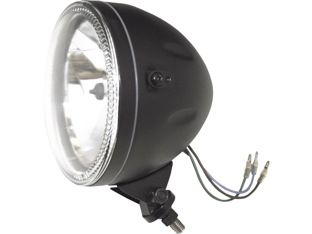 Headlight 5-3/4 inch with LED Halo Ring Bottom Mount, E-mark - Black