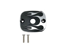 Load image into Gallery viewer, Master Brake Cylinder Cover Black &amp; Billet Alu "Flames" fits Harley-Davidson Touring, Softail, Dyna - Highway Hawk H457-031
