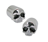 Skull Tyre Valve Dust Caps (Pair) for Motorcycle/Car/Trike Black Eyes, Aluminium, Screw-on - Zodiac 11485