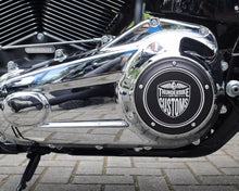 Load image into Gallery viewer, Thunderbike 22-74-210 Clutch (Derby) Cover "Thunderbike Customs" Design fits Harley-Davidson Softail, Sport Glide (FLSB) Milwaukee Eight models
