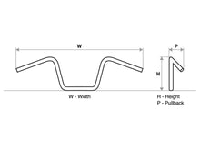 Load image into Gallery viewer, Drag-Style Wide Low Chrome 7/8 inch (22mm) Motorcycle Handlebars - Highway Hawk H55-207
