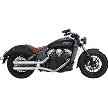 Load image into Gallery viewer, Vance &amp; Hines 18323 PCX Chrome Twin Slash Cut Slip-on Exhaust 2015 up Indian Scout

