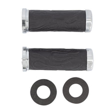 Load image into Gallery viewer, Flame Moulded Rubber 7/8 inch Grips with Chrome End Caps (Pair) - Highway Hawk H45-0136
