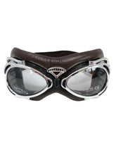 Load image into Gallery viewer, Red Baron Aviator/Flying Goggles Dakota for Open Face Helmets - Dark Brown &amp; Chrome - Highway Hawk H02-918
