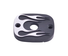 Load image into Gallery viewer, Master Brake Cylinder Cover Black &amp; Billet Alu "Flames" fits Harley-Davidson Touring, Softail, Dyna - Highway Hawk H457-031
