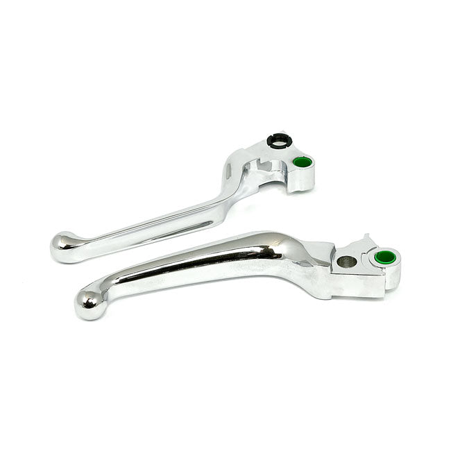 Chrome Lever Set Wide Blade Harley-Davidson Touring, Softail, Dyna, Sportster - Motorcycle Storehouse 913352