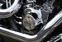 Load image into Gallery viewer, Thunderbike 22-72-640 Ignition (Timer) Cover "Drilled" Design, Polished Alu fits Harley-Davidson Softail, Dyna, Touring Twin Cam models

