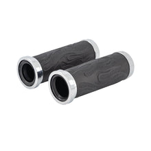 Load image into Gallery viewer, Flame Moulded Rubber 7/8 inch Grips with Chrome End Caps (Pair) - Highway Hawk H45-0136
