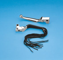 Load image into Gallery viewer, Fringed Leather Lever Covers 30cm 12 inch Long Tassels Fringe fits Harley-Davidson - Drag Specialties DS243063
