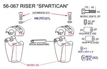 Load image into Gallery viewer, Riser Set &quot;Spartican&quot; for 1 in. (25mm) or 1-1/4 in. (32mm) Handlebars, Multifit (HD, M10 &amp; M12) - Chrome or Black - Highway Hawk H56-067
