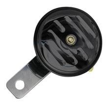 Load image into Gallery viewer, Small Black Grooved Universal 12 Volt Motorcycle Horn 65mm Diameter - Zodiac 173118
