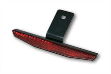 Load image into Gallery viewer, Red Rear Reflector with Square Bracket Slim 125 x 18mm, E-Mark - avoids MOT fail
