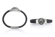 Load image into Gallery viewer, Bracelet &quot;Skull with Skull&quot; Stainless Steel Twisted Cable - Black, Magnetic Closure
