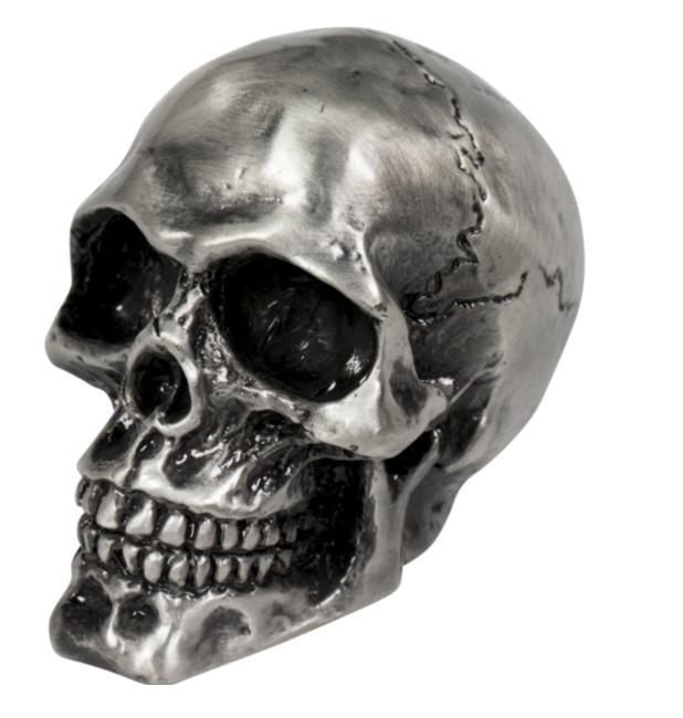 cracked skull ornamental statue for fenders bonnet mascot old silver