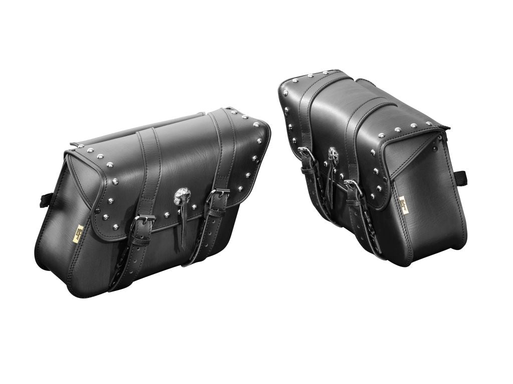 real leather saddlebags with studs