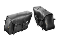 stylish indiana saddlebag luggage set black real leather large size