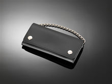 Load image into Gallery viewer, real leather quality biker trucker wallet chain black
