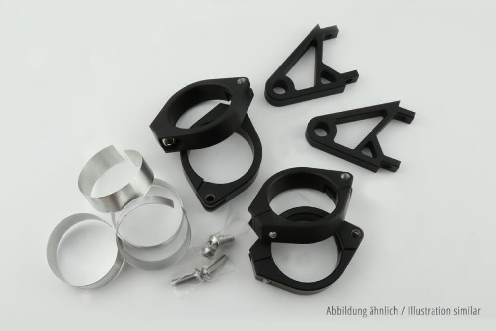 HIGHSIDER 220-816418 CNC Alu Headlight Holder Set XS for 47-54 mm Forks - Black