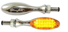 Load image into Gallery viewer, LED Micro Chrome Oval Indicators/Turn Signal Pair Metal Body E-Mark
