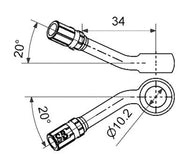 Banjo 20 degrees down + 20 degrees side right for Hydraulic Clutch/Brake Hose Line, Silver - Highway Hawk H20-0532