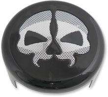 Load image into Gallery viewer, Black &amp; Chrome Skull Replacement Horn Cover for Harley-Davidson
