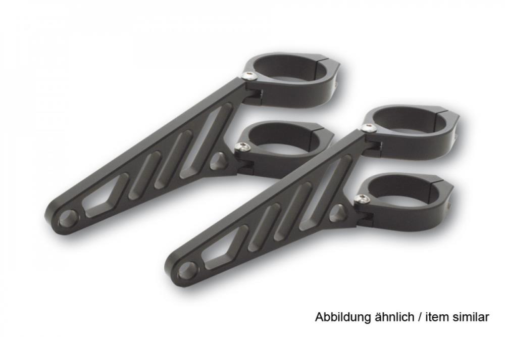 Highsider CNC Alu Headlight Holder Set Long for 42-43 mm Forks - Black
