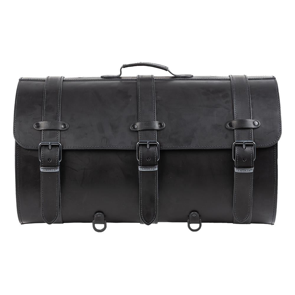 Motorcycle Suitcase 67 Ltr Real Leather Extra Large Black