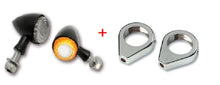 Load image into Gallery viewer, amber led turn signals indicators pair 41mm fork clamps black
