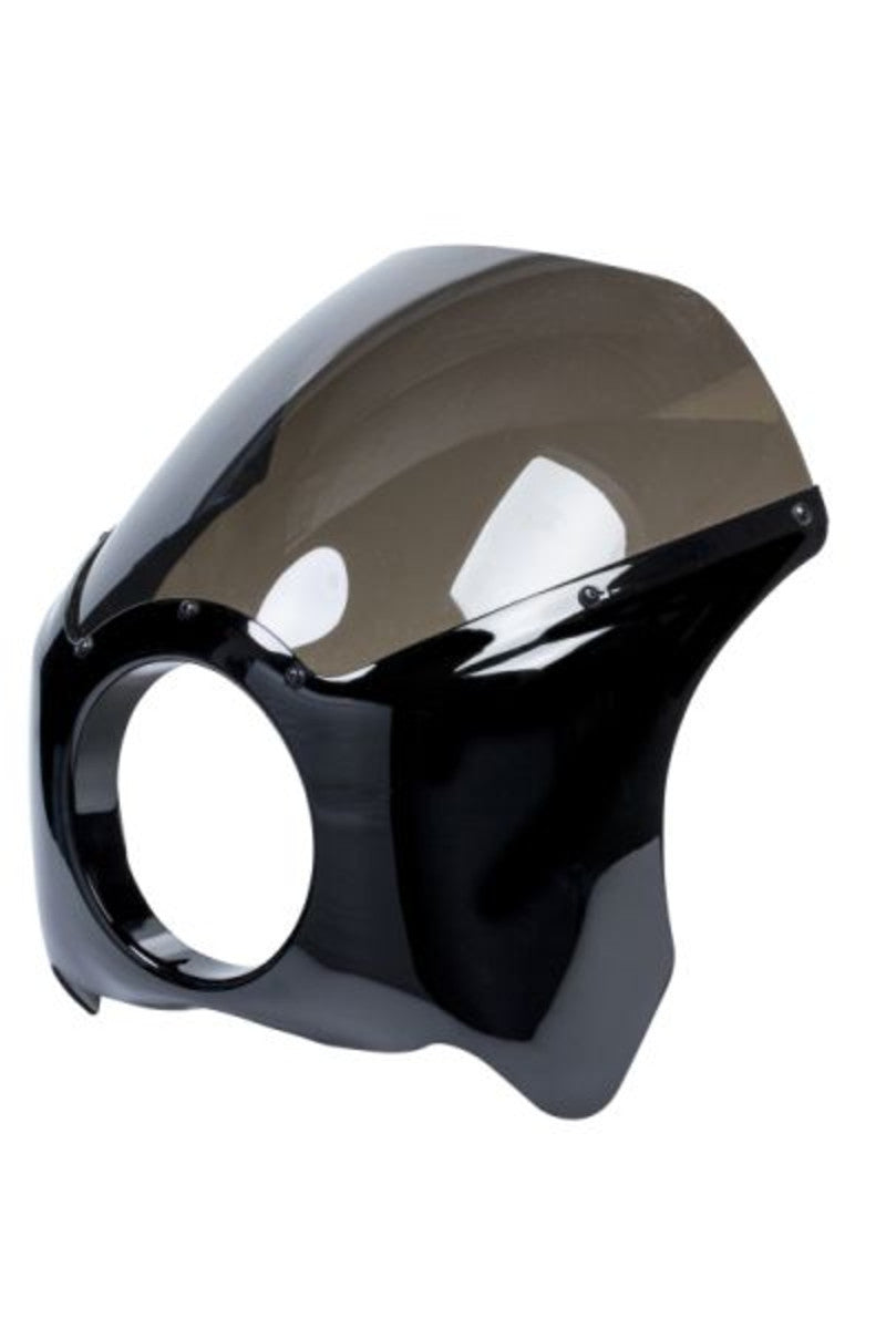 Cafe Racer Fairing with 5-3/4 inch Headlight Cut-out, Smoked Screen