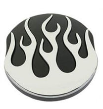 Load image into Gallery viewer, Black &amp; Chrome Flames 3 in. Petrol/Gas Cap Vented fits Harley 1982-1995
