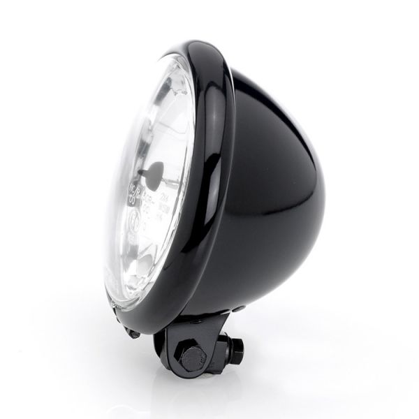 5-3/4 inch Springer-Style Headlight/Headlamp Clear Lens Bottom Mount Black