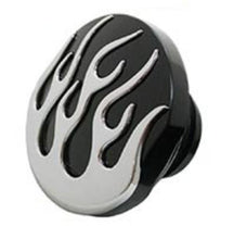 Load image into Gallery viewer, Black &amp; Chrome Flames 3 in. Petrol/Gas Cap Vented fits Harley 1982-1995
