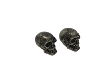 Load image into Gallery viewer, Tyre Valve Stem Dust Caps &quot;Skull Old Aluminium Look&quot; (pair) Aluminium, Screw-on - Highway Hawk H01-125M
