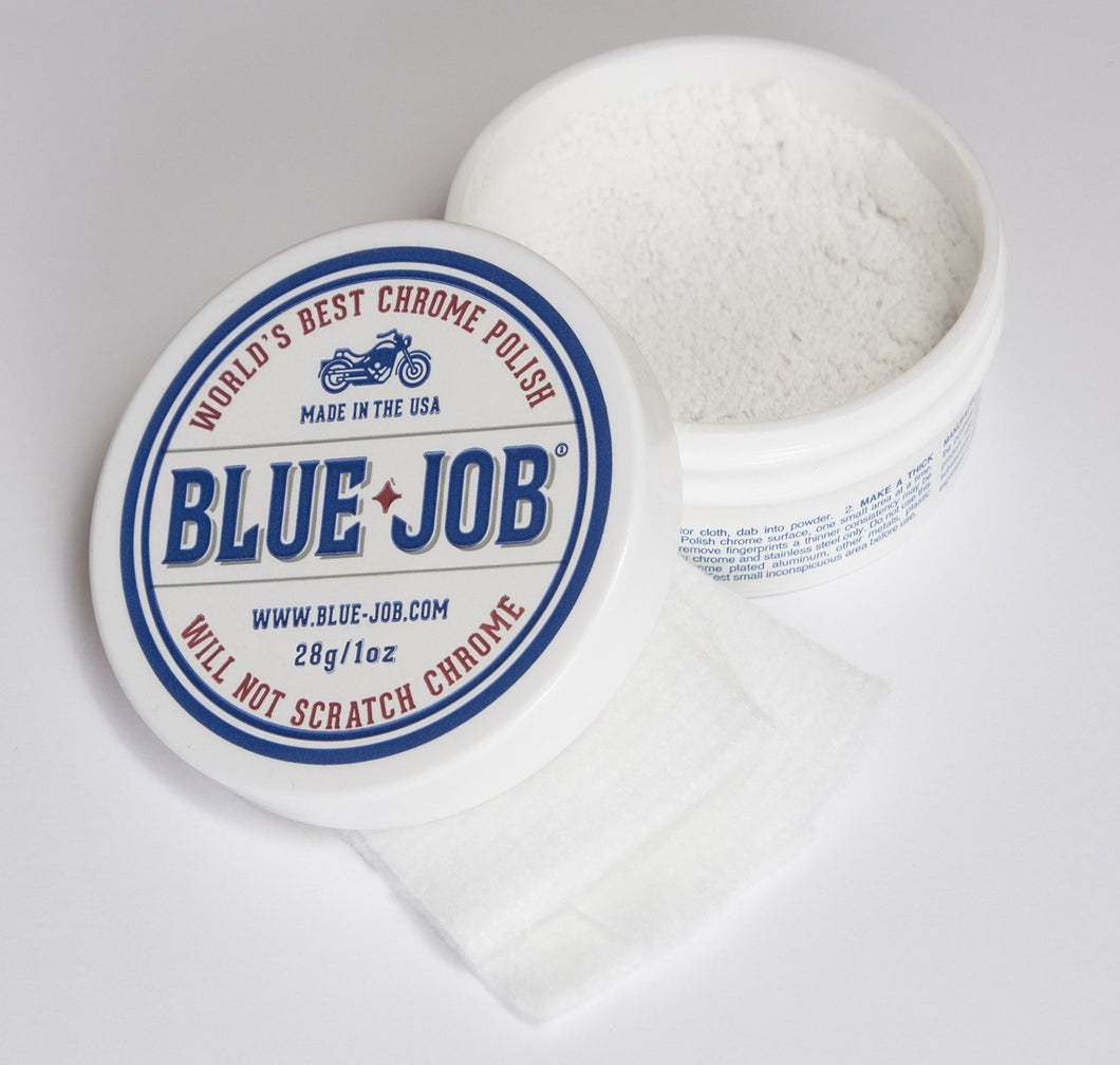 blue job chrome polish lint free polishing cloth bigger 28g tub