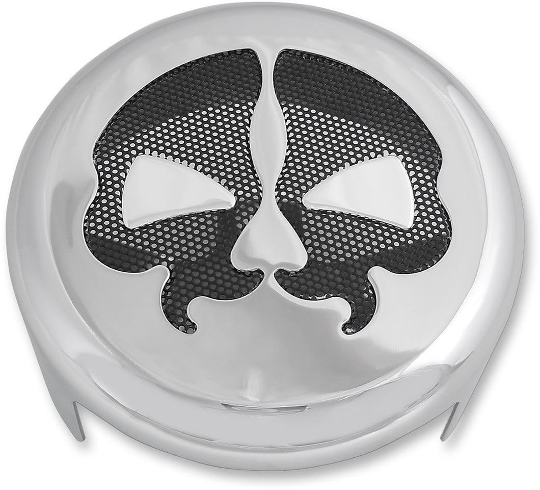 Chrome & Black Skull Horn Cover Replacement for Harley-Davidson - Drag Specialties 2107-0249