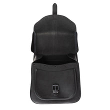 Load image into Gallery viewer, Ledrie HLZAD2-2027 Single Sided Leather Saddlebag Black &quot;Postman&quot; 37 Litres Universal made from Genuine Real Leather
