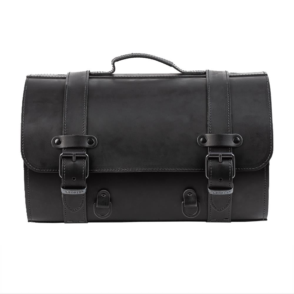 Motorcycle Suitcase 32 Ltr Real Leather Medium Black